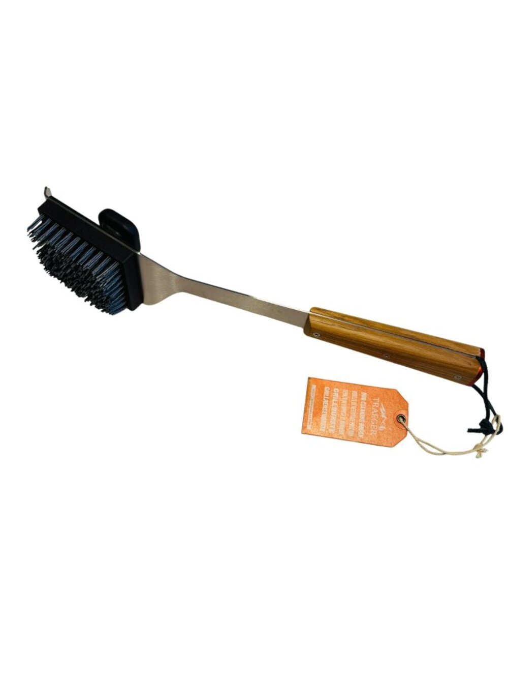 Traeger Bbq Grill Brush With Stainless Steel Scraper & Wood Handle